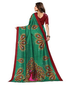 Vamika green Printed Art Silk Saree