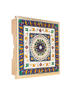 Golden Peacock Gold-Toned & Red Handcrafted Meenakari Wooden Chowki