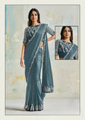 Satin Silk Crepe Saree With Stitched Blouse - Mohmanthan Royal
