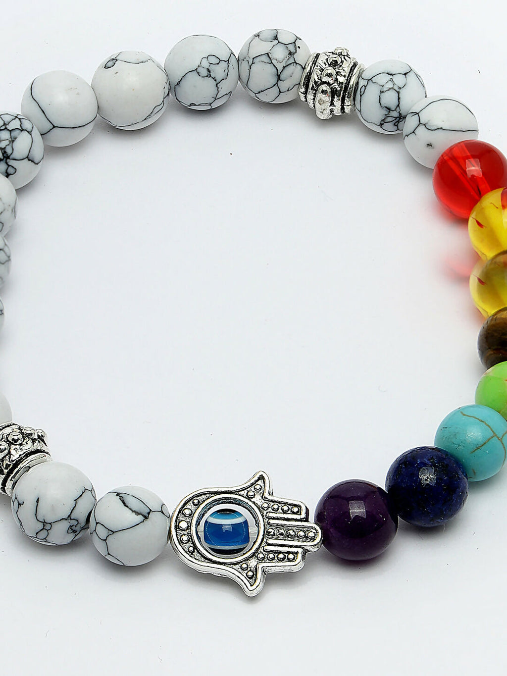 NVR Men & Women Multi Colour Marbel Crystal Elasticated Bracelet - Distacart