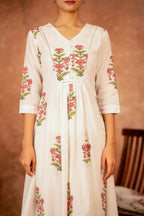 Joban Fashion Off White Pink Hand Block Printed Cotton Suit Set - Distacart