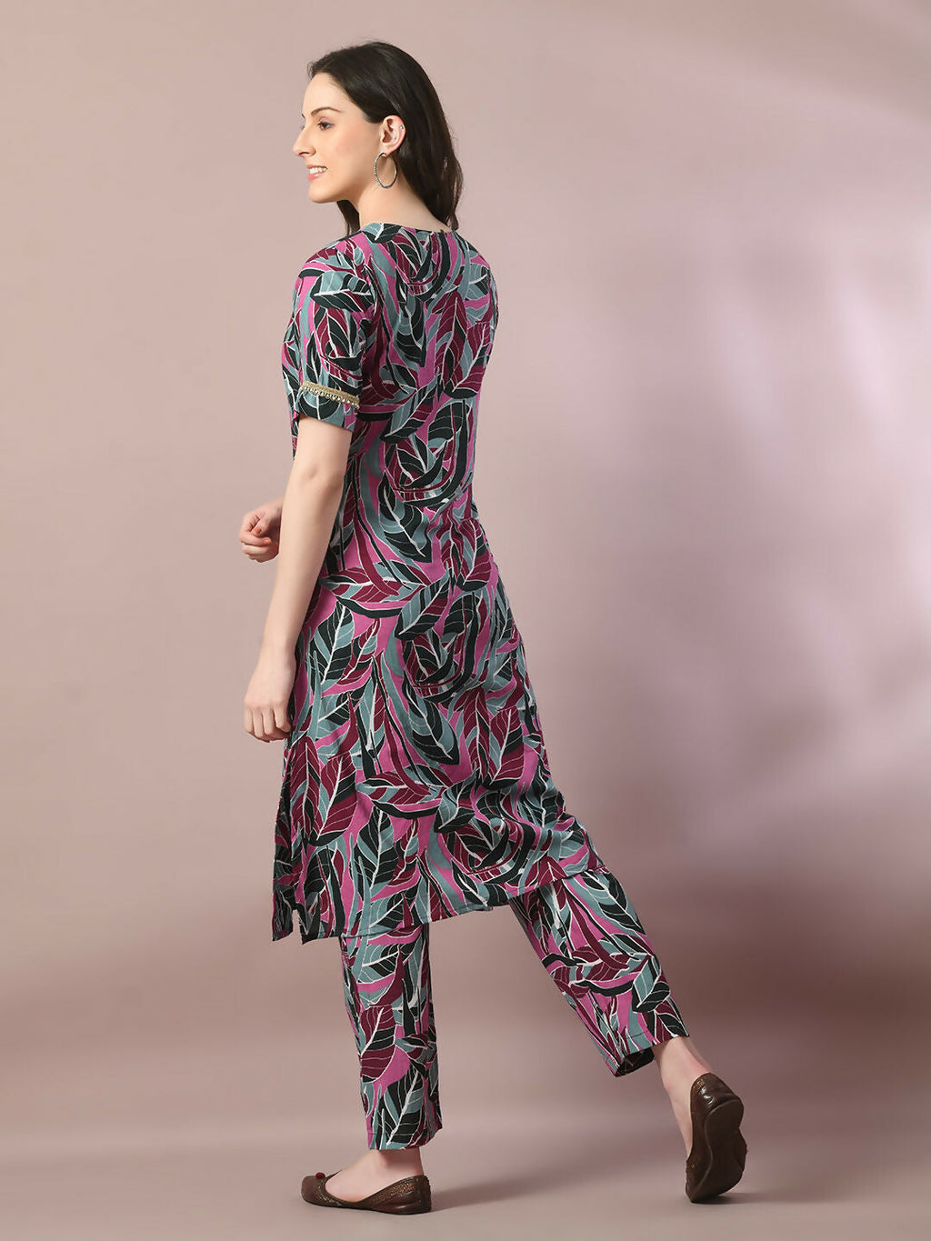 Myshka Women's Multi Printed Cotton Straight Party Kurta Set