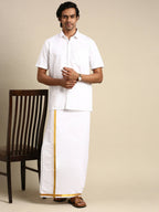 Ramraj Cotton Mens Half Sleeve Formal 100 % Cotton White Shirt