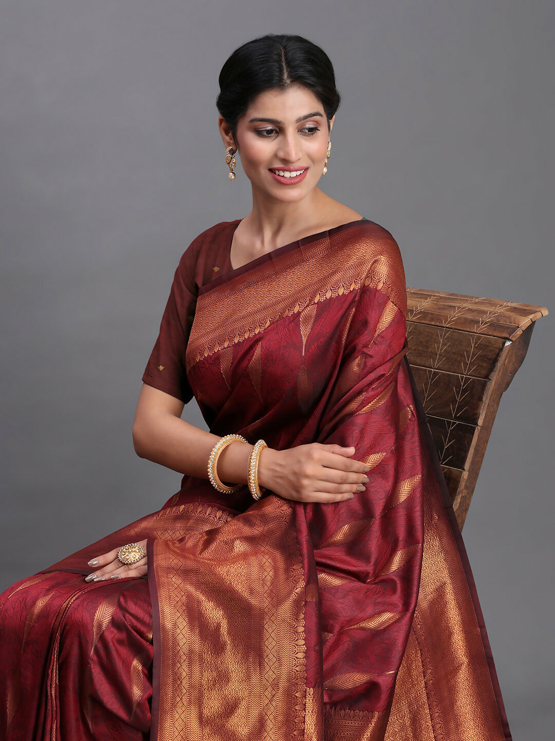 Shree Shyam Fashion Silk Maroon Saree - Distacart