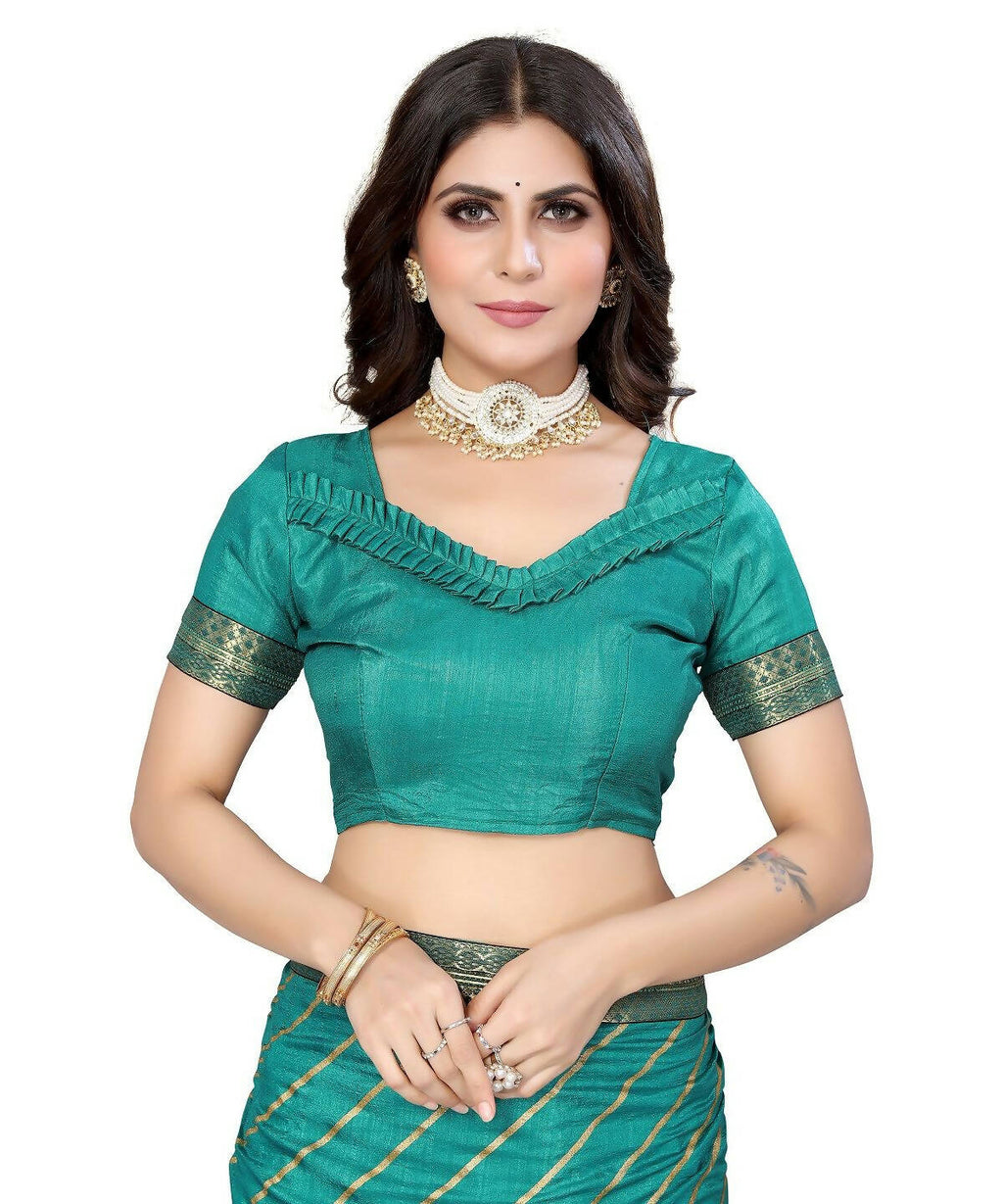 Vamika Dola Silk Green Lace Border Bollywood Style Saree (SUCHI GREEN) - Distacart