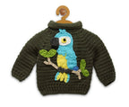 Chutput Kids Green Parrot Design Solid Pullover Sweater