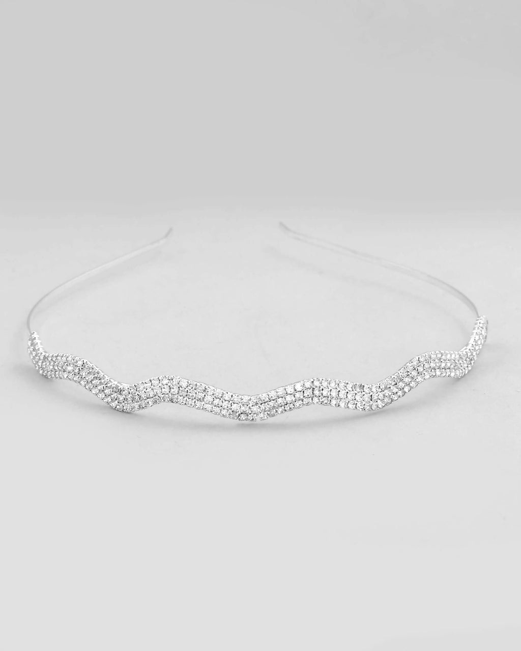VOJ Silver Plated AD Studded Wave Shaped Hairband
