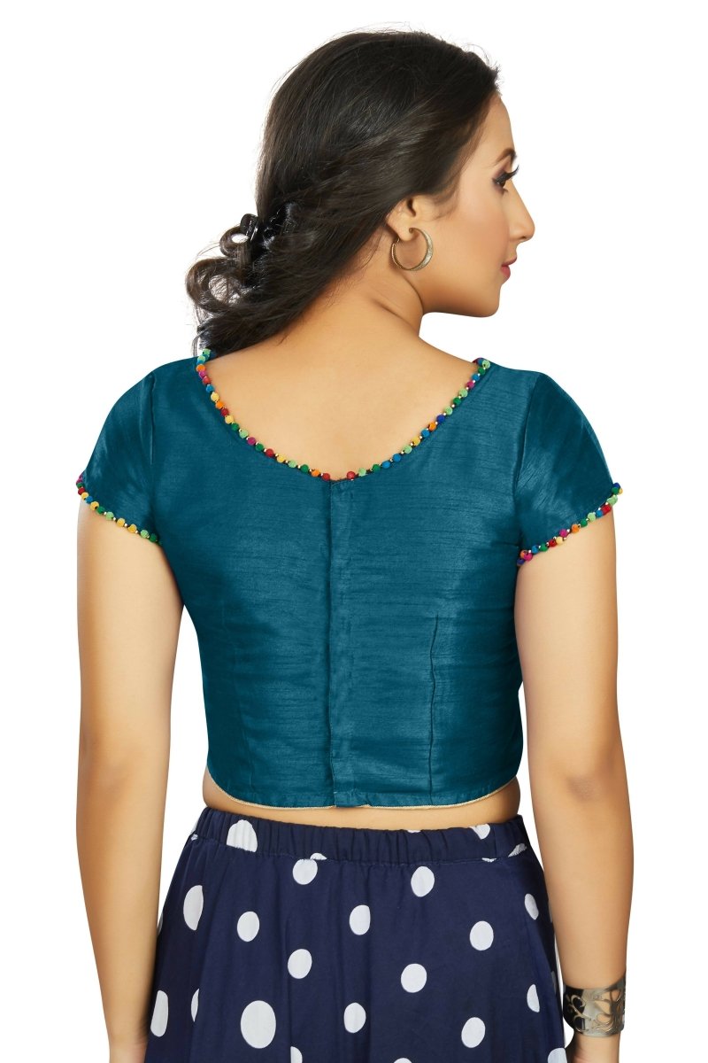 Aastha Fashion Women's Teal Art Silk Designer Party Wear Readymade Blouse