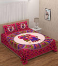 Vamika Printed Cotton Dafli Pink Bedsheet With Pillow Covers (PM Dafli Pink)