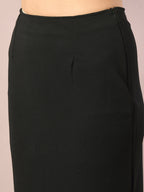 Myshka Women's Black Solid Knee Length Party Embellished Skirts