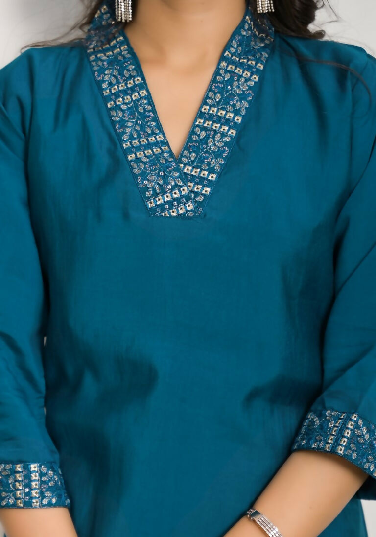 Festive Wear Ethnic Rama Viscose chanderi Stitched Suit With Dupatta - Nisha
