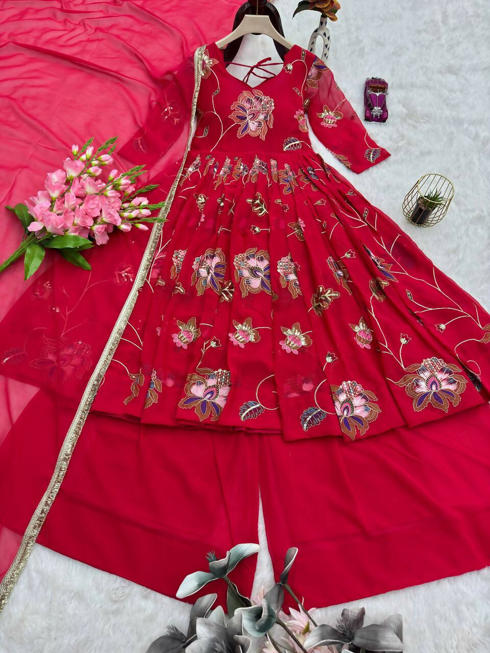 Teeya Creation Rani Color Wedding Wear Heavy Embrodiery Work Plazo Set - Distacart