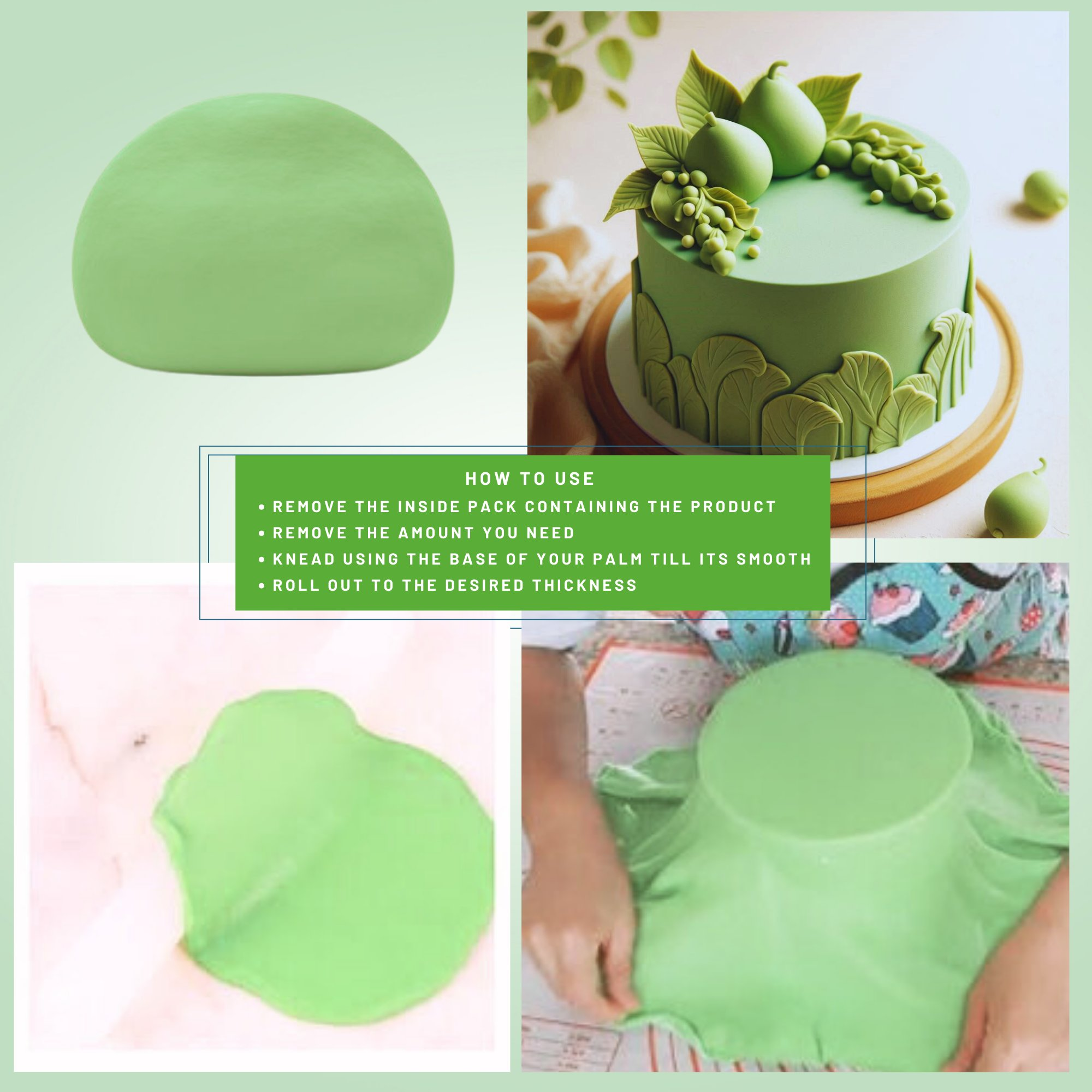 confect pea green sugarpaste br b 250 gms b
