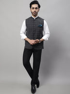 Even Apparels Men's Grey Nehru Jacket With Welt Pockets