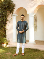 Fabmade Embroidered Regular Sequinned Chanderi Silk Kurta