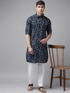 Fabmade Pure Cotton Pathani Kurta Print