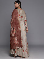 Ahalyaa Plus Size Round Neck Maxi Ethnic Dress With Dupatta - Distacart