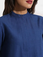 trueBrowns Blue Slub Kurta Set - Distacart