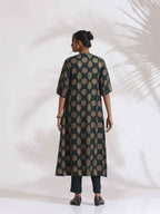 trueBrowns Green Foil Print Cotton Kurta Set - Distacart