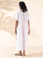 trueBrowns White Cotton Oversized Dress - Distacart