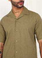 Fabmade Olive Breeze Linen Shirt