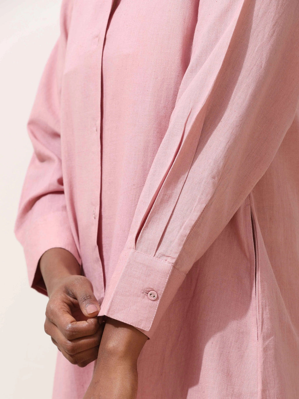 trueBrowns Pink Cotton Linen Dress - Distacart