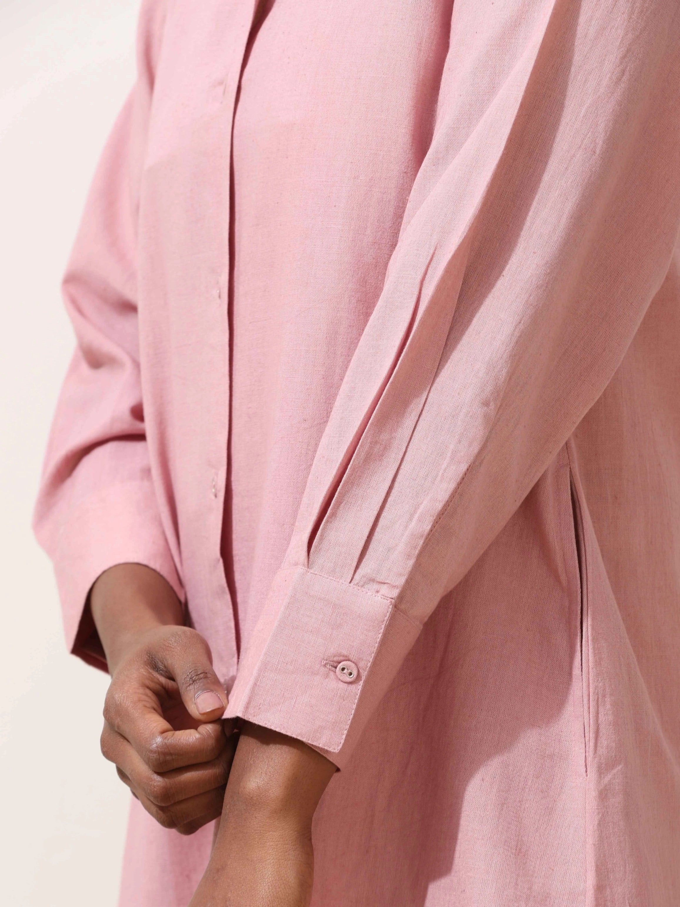 trueBrowns Pink Cotton Linen Dress - Distacart