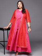 Ahalyaa Plus Size V-neck Maxi Ethnic Dress - Distacart