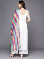 Ahalyaa Floral Printed High Slit Gotta Patti Pure Cotton Kurta With Palazzos & Dupatta