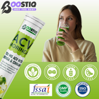 BOOSTIQ Apple Cider Vinegar With Moringa Effervescent Tablets - Green Apple Flavour