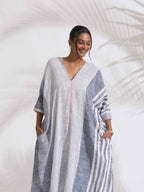 trueBrowns Off-White Cotton Multi Stripe Flared Kurta Set - Distacart