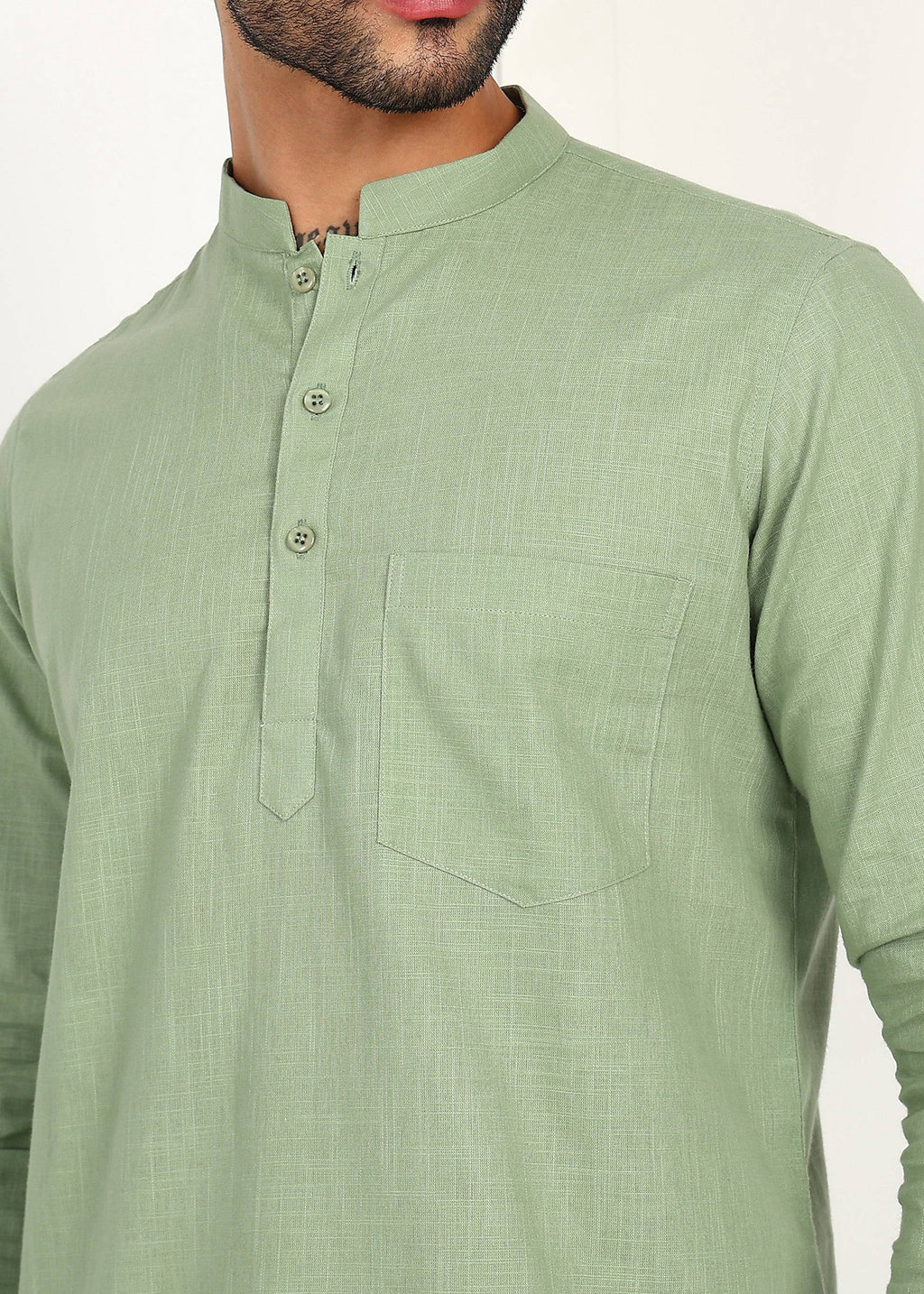 Fabmade Sage Linen Kurta