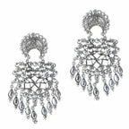 Tehzeeb Creations Women's Silver Colour Oxidised Earrings With Kundan - Distacart