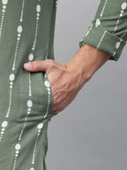 Fabmade Green And White Printed Straight Kurta