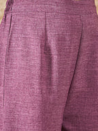 InWeave Dusty Mauve V Neck Aline Kurta Set - Distacart