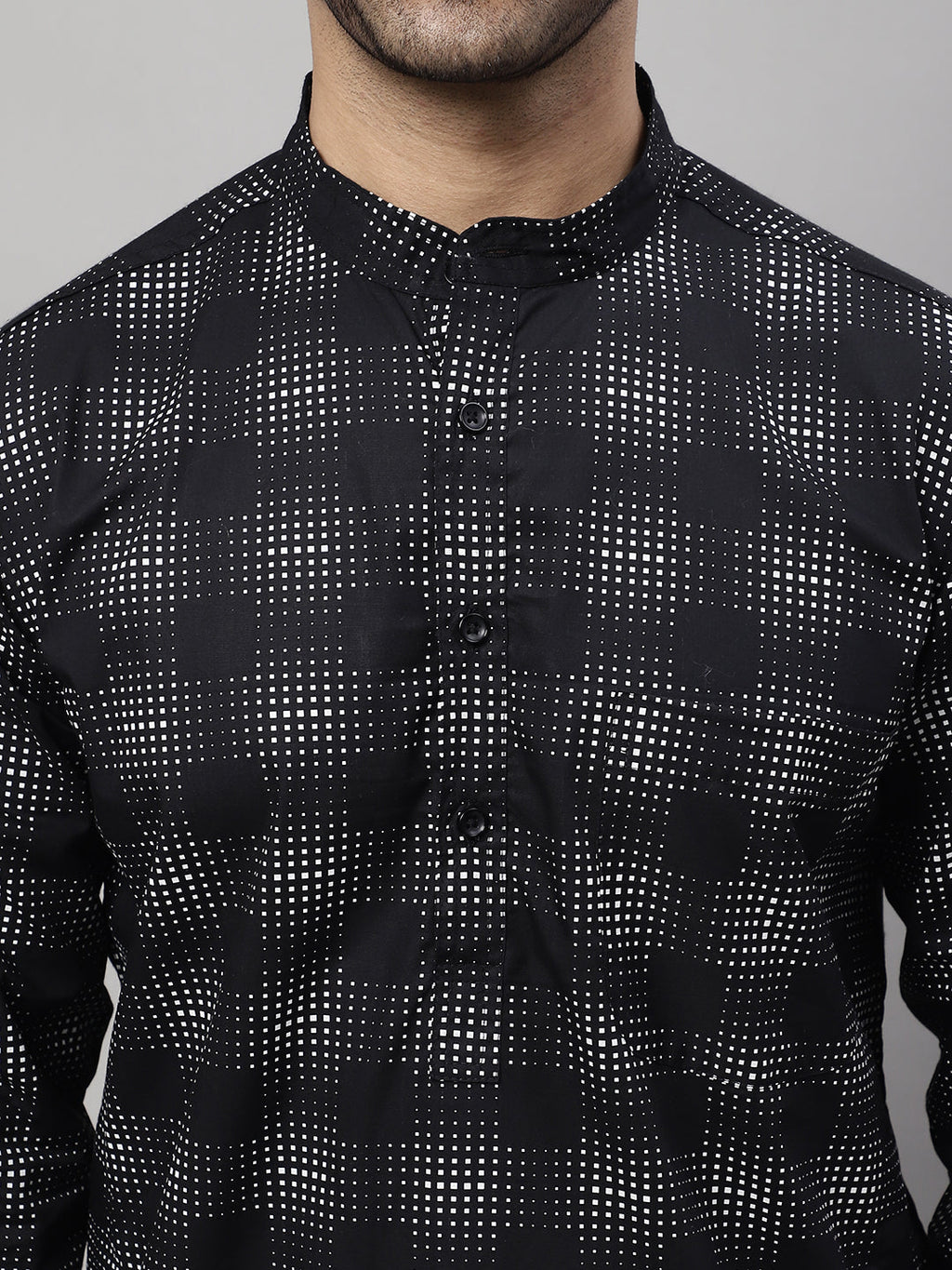 Even Apparels Black Pure Cotton Kurta With Band Collar - Distacart