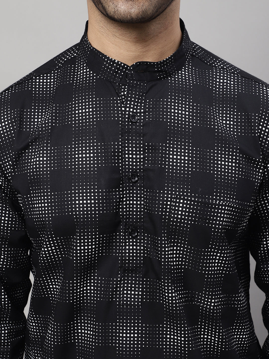 Even Apparels Black Pure Cotton Kurta With Band Collar - Distacart