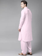 Fabmade Men Pink Pathani Kurta
