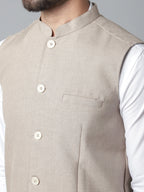 Even Apparels Men's Brown Nehru Jacket With Welt Pockets