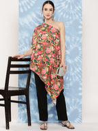 InWeave Women's Mutli Peacock Japanese Art Oneshoulder Top