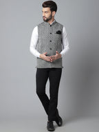 Even Apparels Men's Grey Pure Wool Nehru Jacket