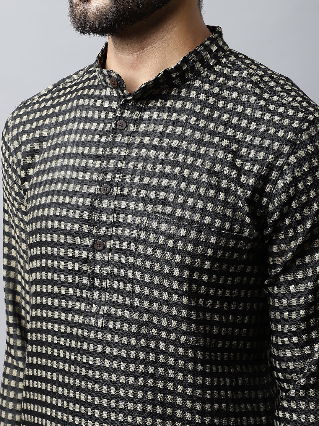 Even Apparels Brown Pure Cotton Kurta With Band Collar - Distacart