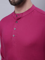 Even Apparels Wine Pure Cotton Short Kurta With Band Collar - Distacart