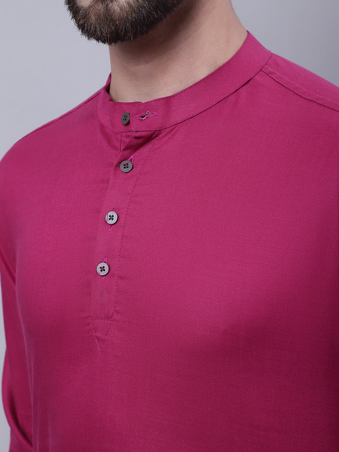 Even Apparels Wine Pure Cotton Short Kurta With Band Collar - Distacart