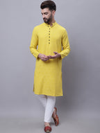 Even Apparels Yellow Pure Cotton Kurta With Band Collar - Distacart