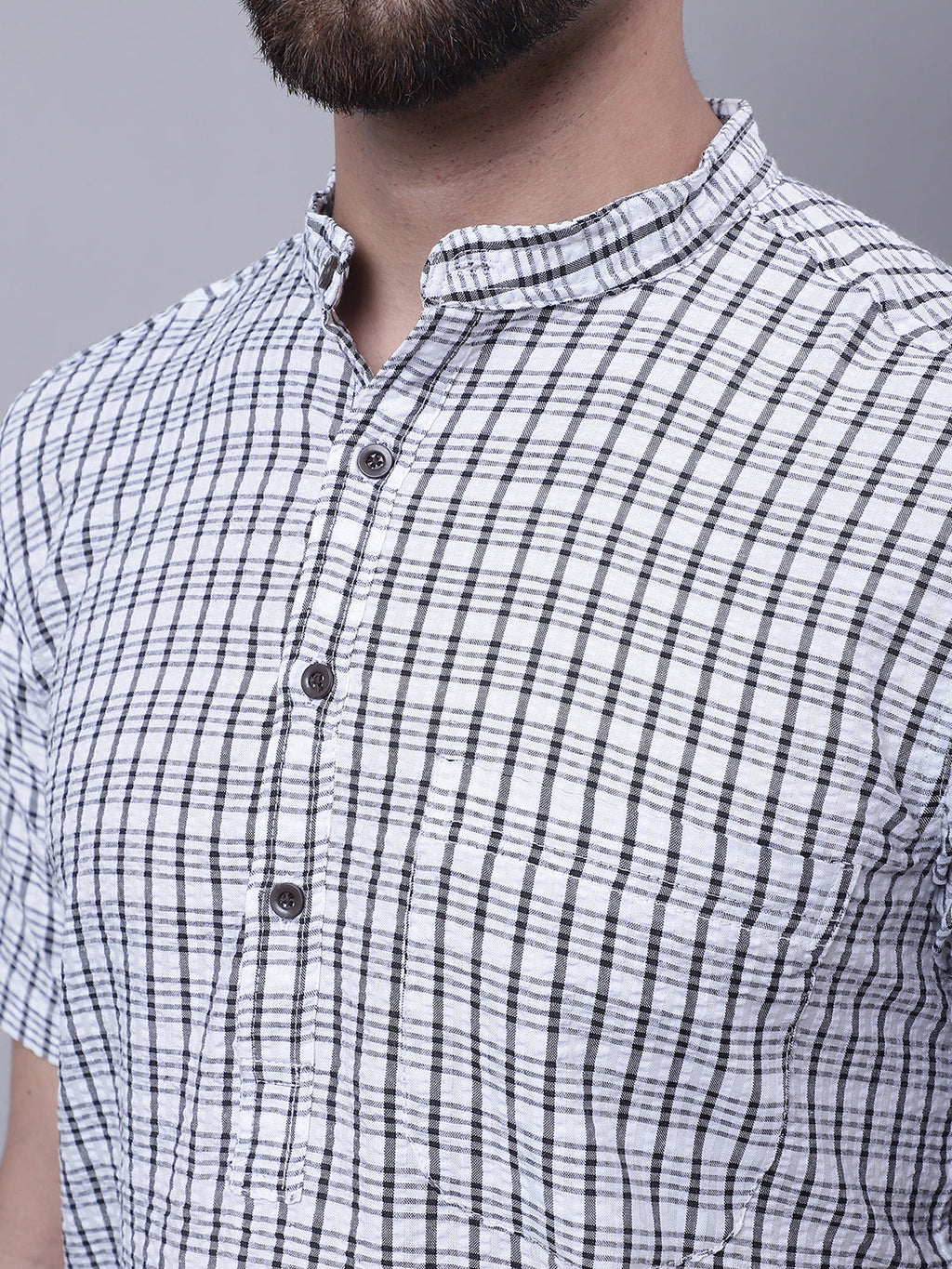 Even Apparels Multi Pure Cotton Short Sleeves Kurta With Band Collar - Distacart