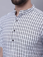 Even Apparels Multi Pure Cotton Short Sleeves Kurta With Band Collar - Distacart