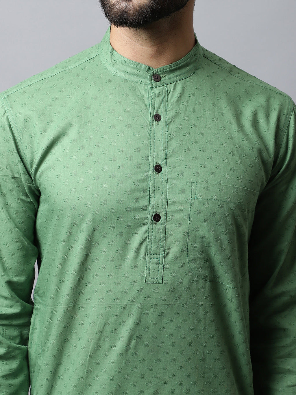 Even Apparels Green Solid Kurta With Band Collar - Distacart