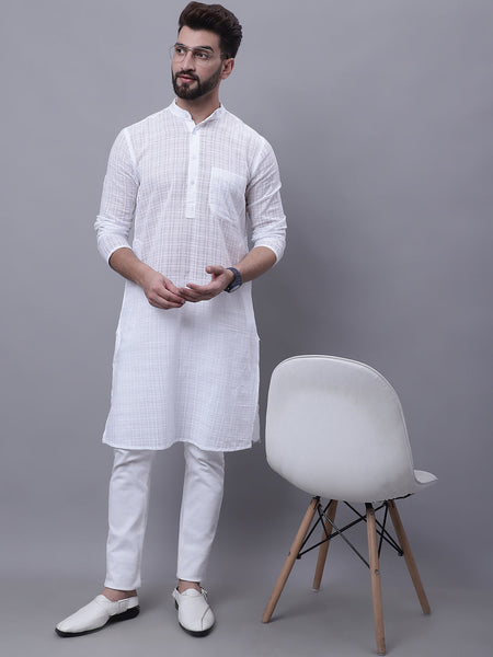 Even Apparels White Pure Cotton Kurta With Band Collar