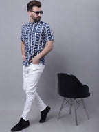 Even Apparels Blue Pure Cotton Short Kurta With Band Collar - Distacart
